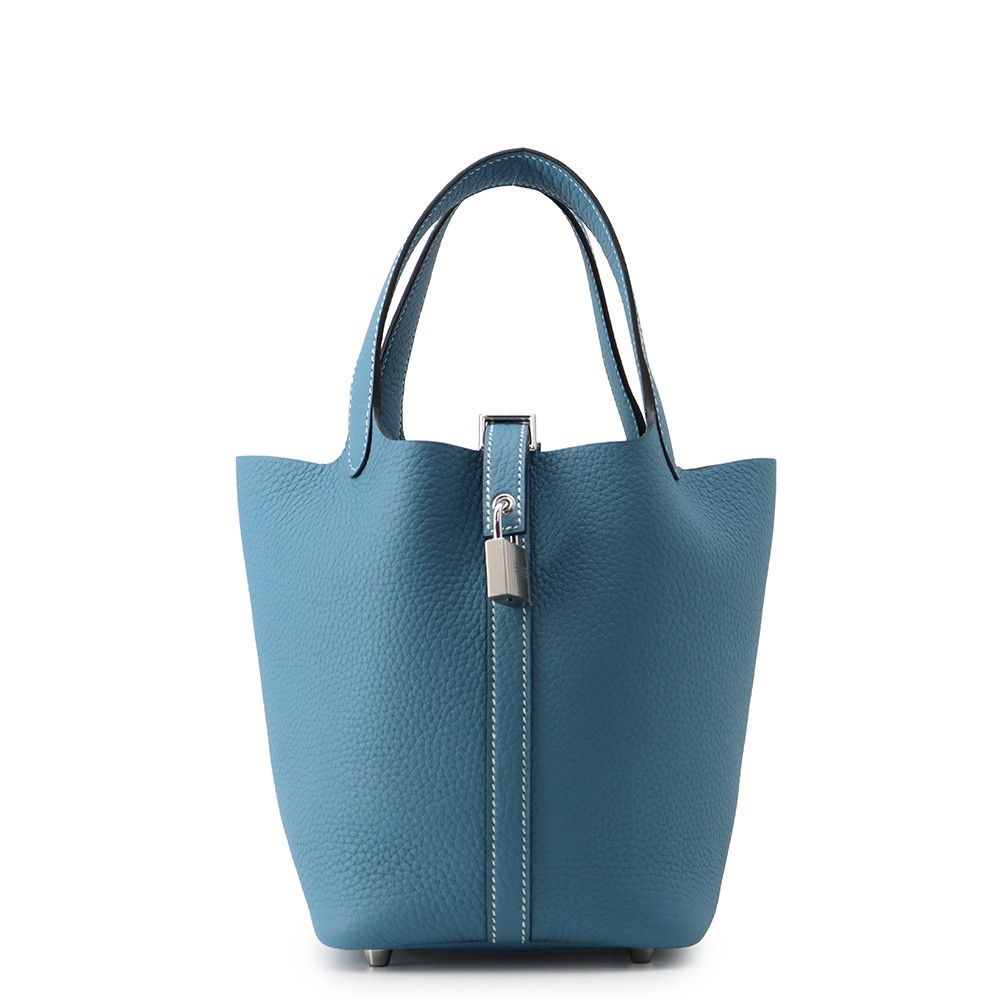 エルメス ハンドバッグ ピコタンロックPM ニューブルージーン/シルバー金具 トリヨンクレマンス G刻印 HERMES トートバッグ
