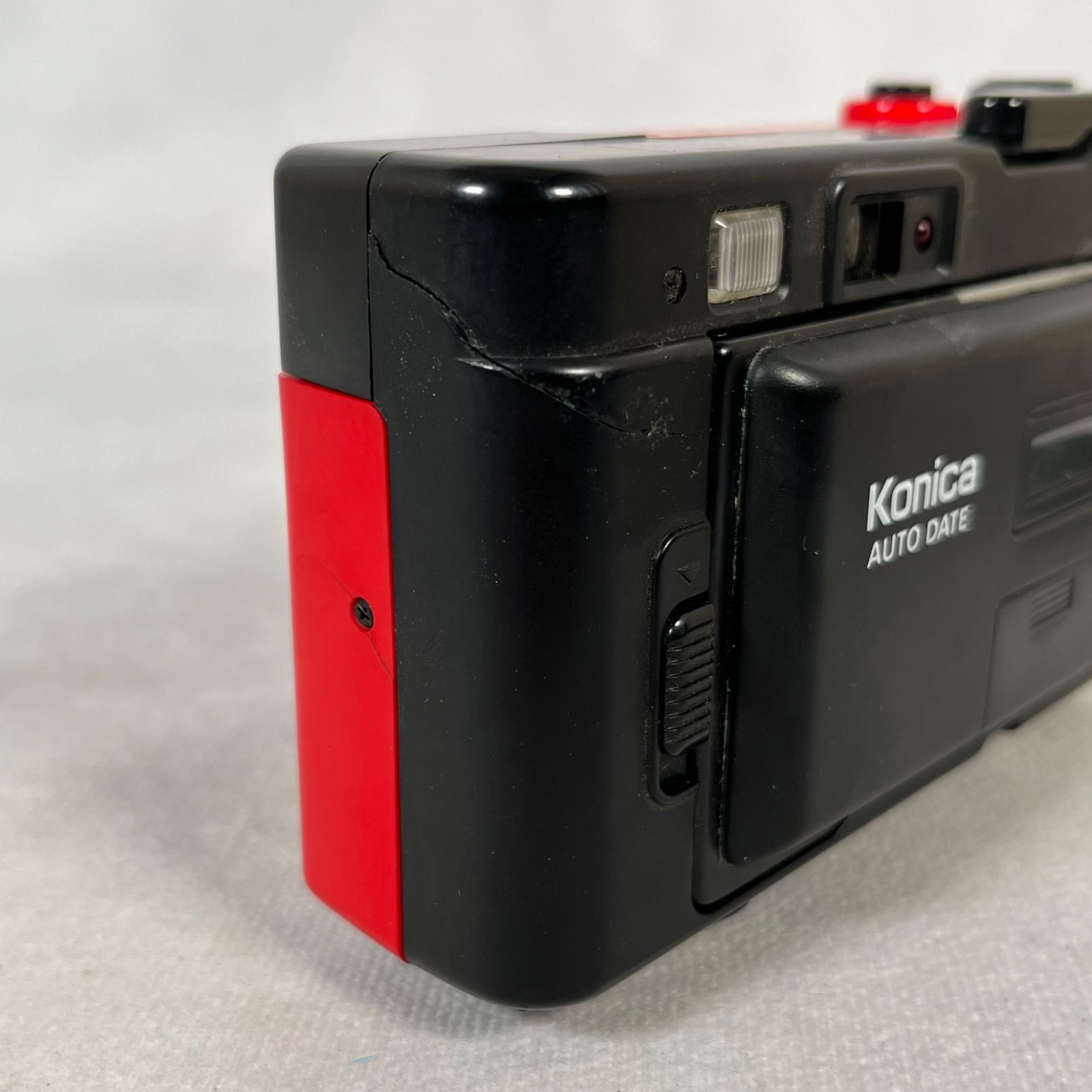 管T137】Konica コニカ EFJ レッド コンパクトフィルムカメラ 動作