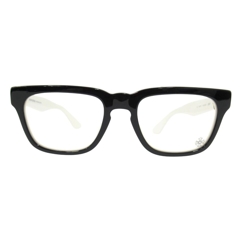 美品 CHROME HEARTS クロムハーツ EASY メガネ めがね 眼鏡 CHクロス サイズ50□19-147 ブラック/ホワイト キッズ 古着 中古 USED