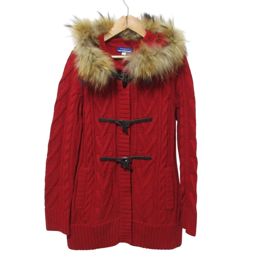 美品 BURBERRY BLUE LABEL バーバリーブルーレーベル ラクーンファー
