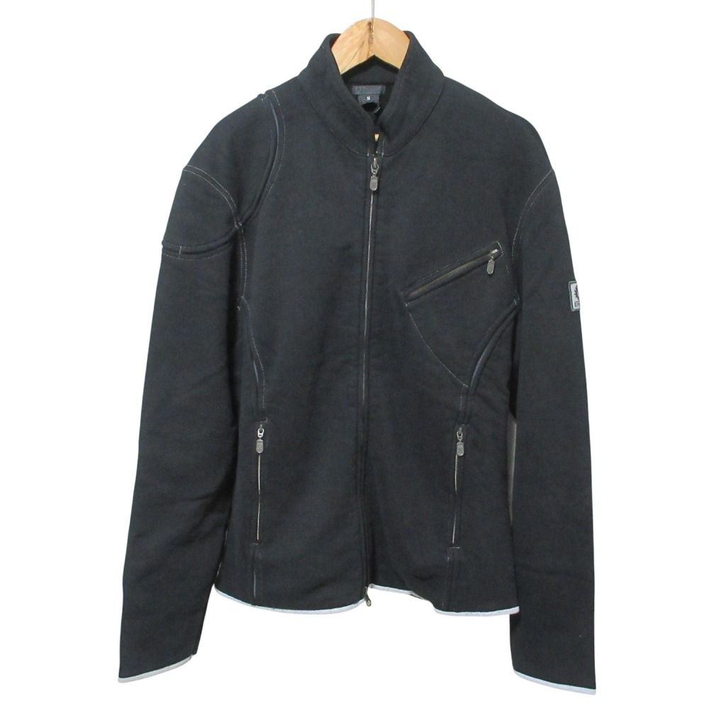 良品 BELSTAFF ベルスタッフ バックロゴ スウェット ライダースジャケット ブルゾン サイズS ブラック メンズ 古着 中古 USED