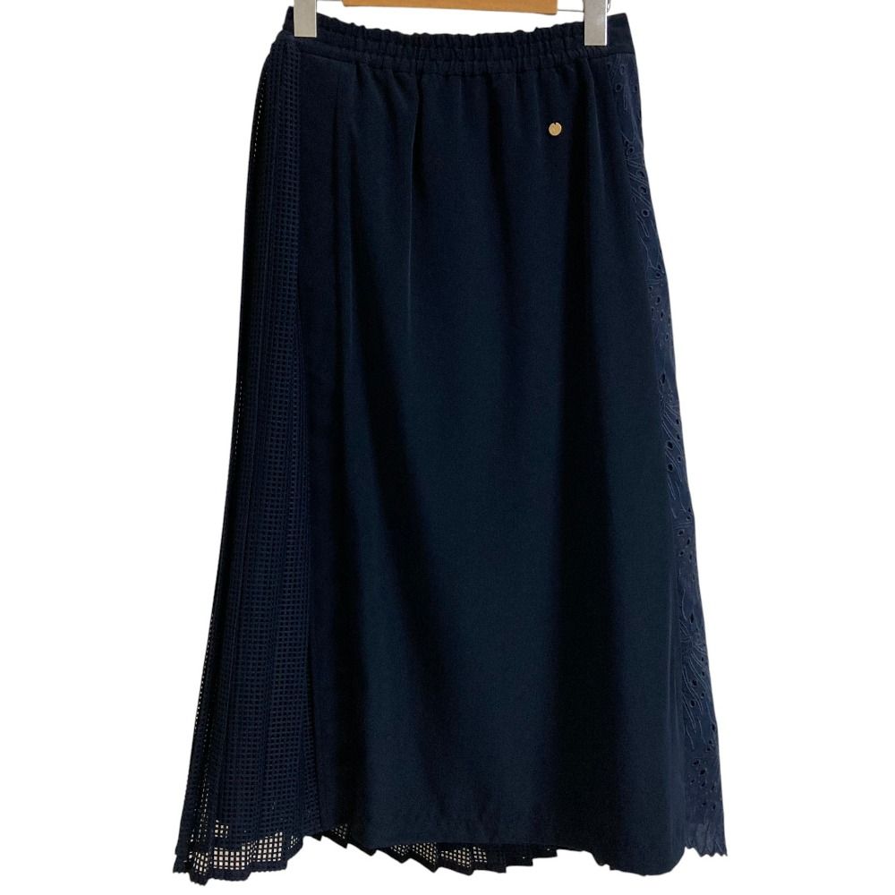 美品 MUVEIL ミュベール リーフ刺繍プリーツスカート サイズ38
