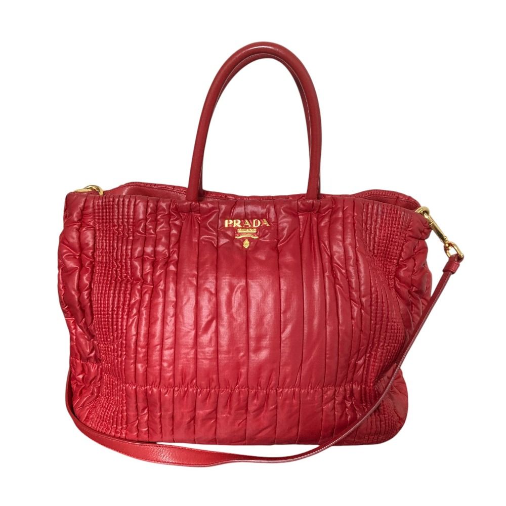 PRADA プラダ テスート インプントゥ ハンドバッグ 2WAY ショルダーバッグ BN2586 レッド レディース 古着 中古 USED