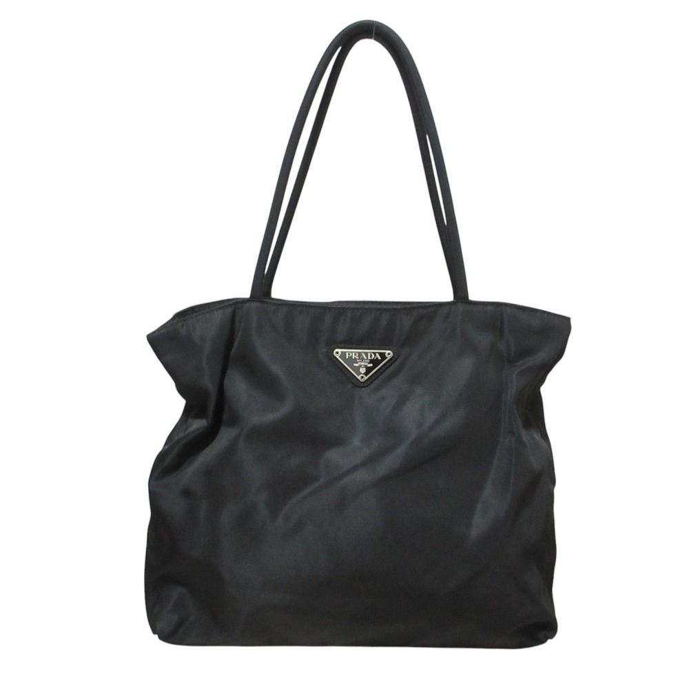良品 PRADA プラダ トライアングルプレート ナイロン ハンドバッグ トートバッグ B8484 ブラック レディース 古着 中古 USED