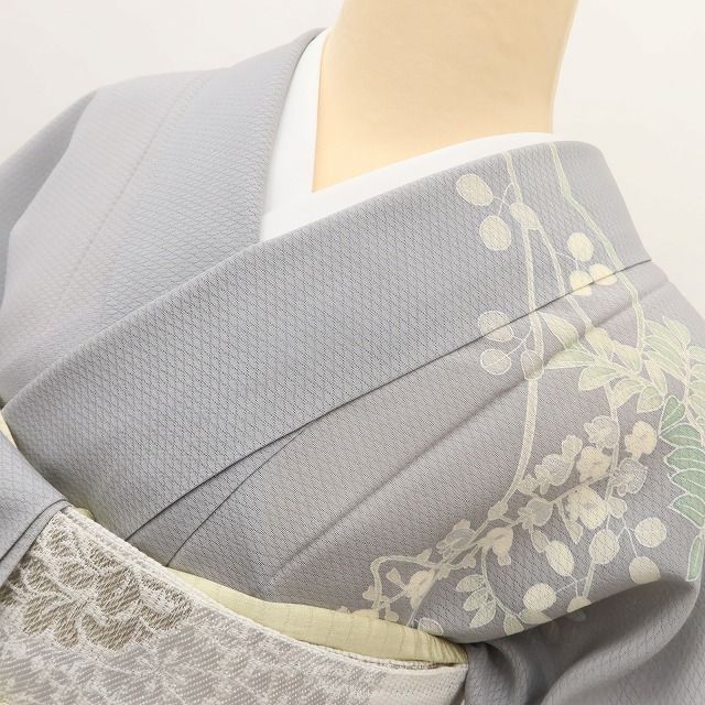 百華❀Y5339◇夏着物 紋紗 藤 萩 正絹 手縫い仕立て 訪問着 - メルカリ