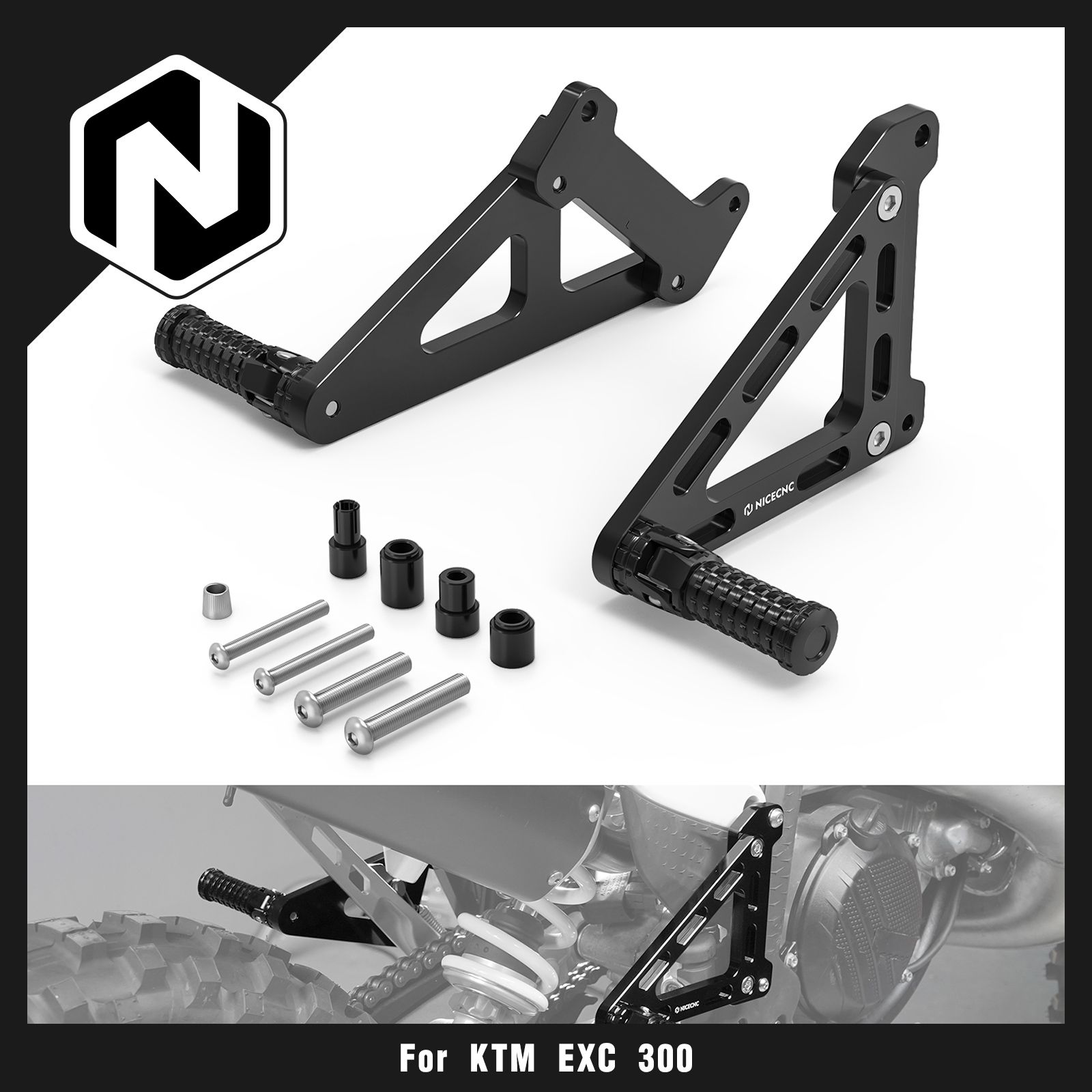 KTM EXC 300 2024-2025 パッセンジャーフットペグ ブラケットセット