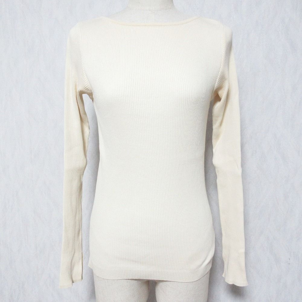 美品 AURALEE for Ron Herman オーラリー ロンハーマン 別注 ギザボートネック リブニット カットソー A9AB01RH サイズ0 ベージュ レディース 古着 中古 USED