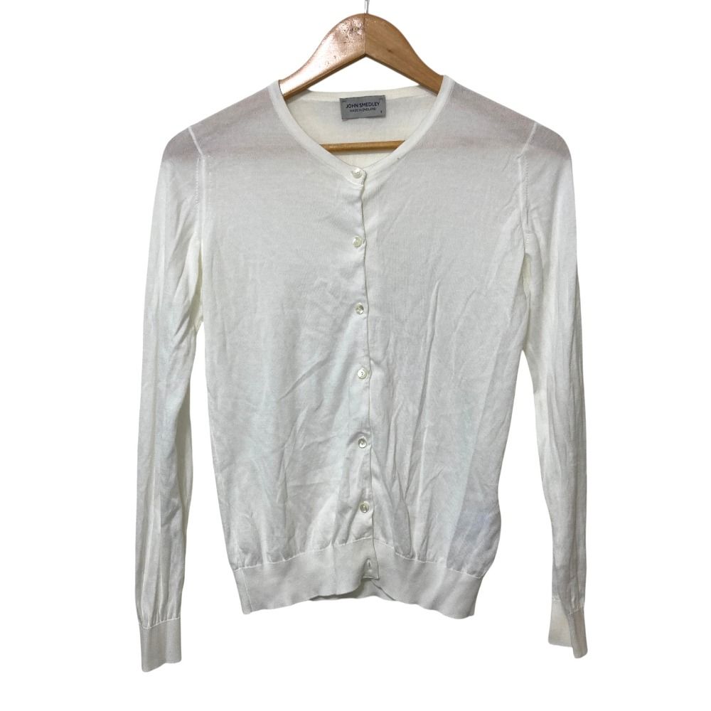 JOHN SMEDLEY - 90’s JOHN SMEDLEY ジョンスメドレー アンサンブル コットン ニット カーディガン オールド ビンテージ ヴィンテージ 36 茶色 レディース 古着 中古 USED 良品 JOHN SMEDLEY ジョンスメドレー コットンニット カーディガン