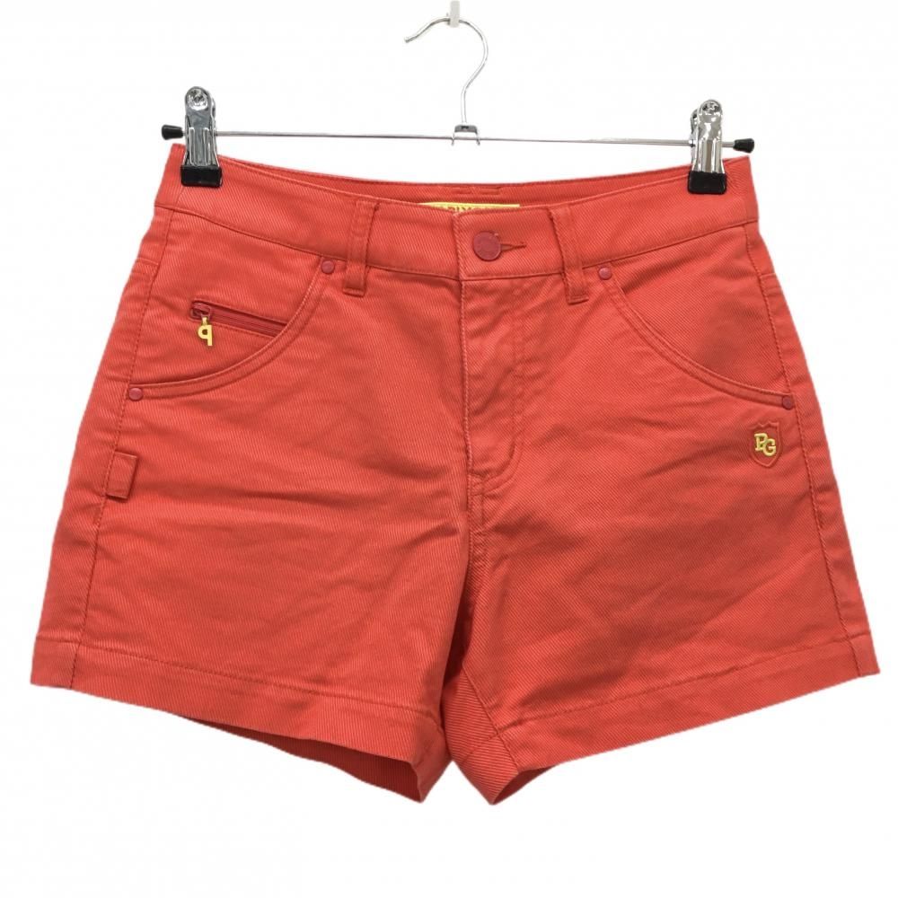 パーリーゲイツ ショートパンツ レッド系 ロゴライムイエロー