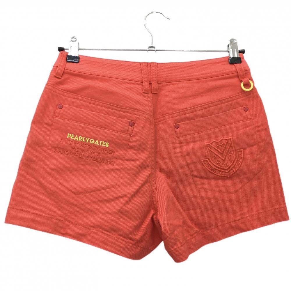 パーリーゲイツ ショートパンツ レッド系 ロゴライムイエロー