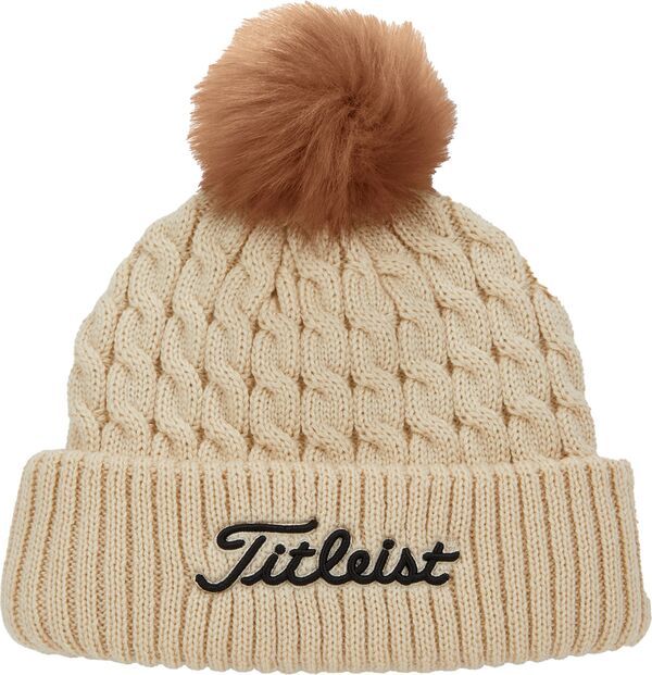 タイトリスト レディース アクセサリー 帽子 ニット Titleist Womens Cable Knit Pom Golf Hat BoneBlack ブラック
