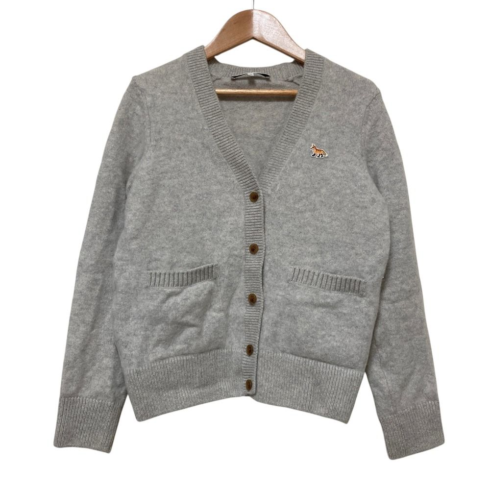 良品 24AW Maison Kitsune メゾンキツネ ベイビー フォックス パッチ ボクシー カーディガン LW00507KT1006 サイズXS グレー レディース 古着 中古 USED