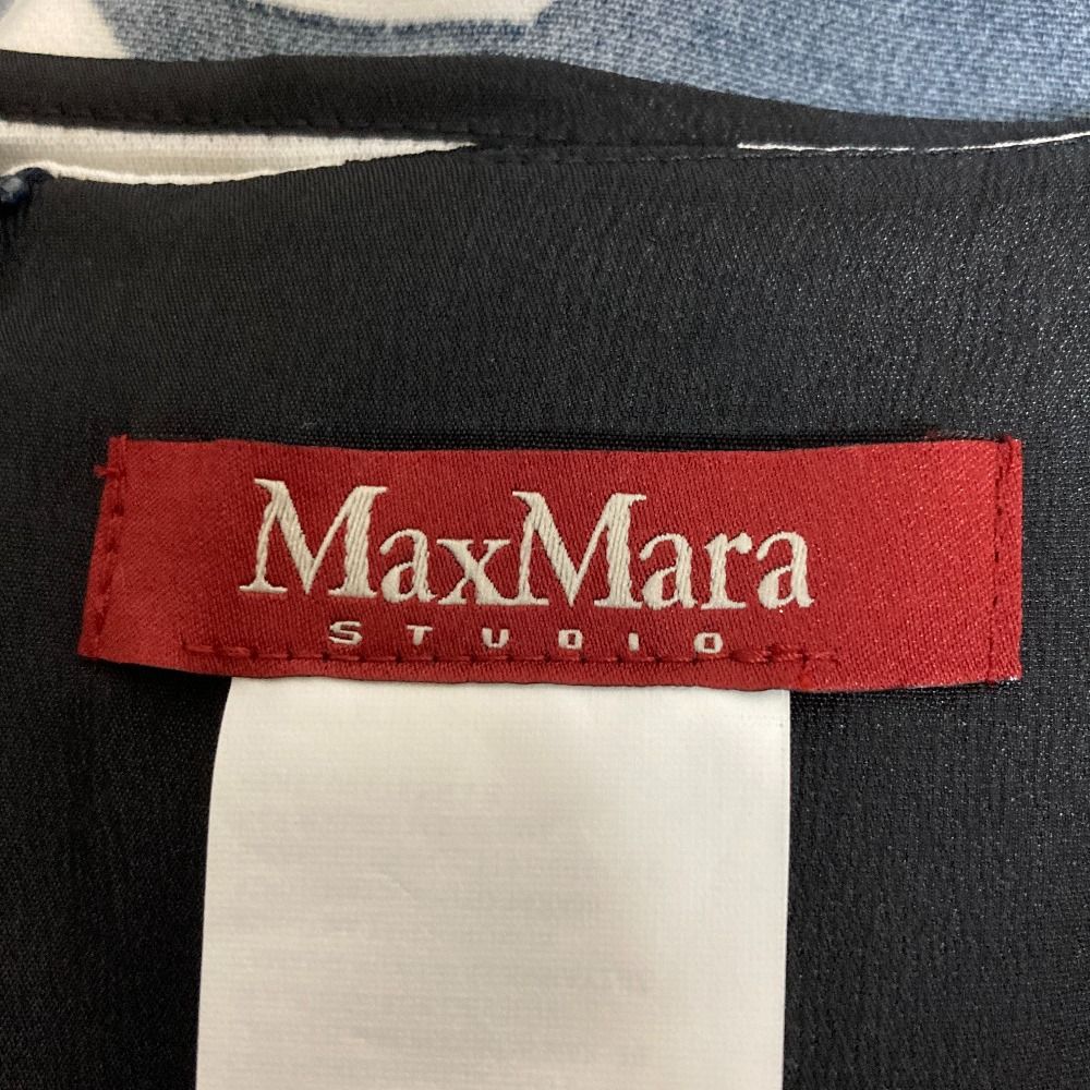 Max Mara Studio ノースリーブワンピース 幾何学模様 モノトーン 美品 MaxMara STUDIO マックスマーラステュディオ モノトーン 幾何学柄