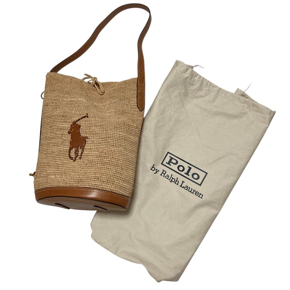 美品 Polo by Ralph Lauren ポロバイラルフローレン ポニー ラフィア