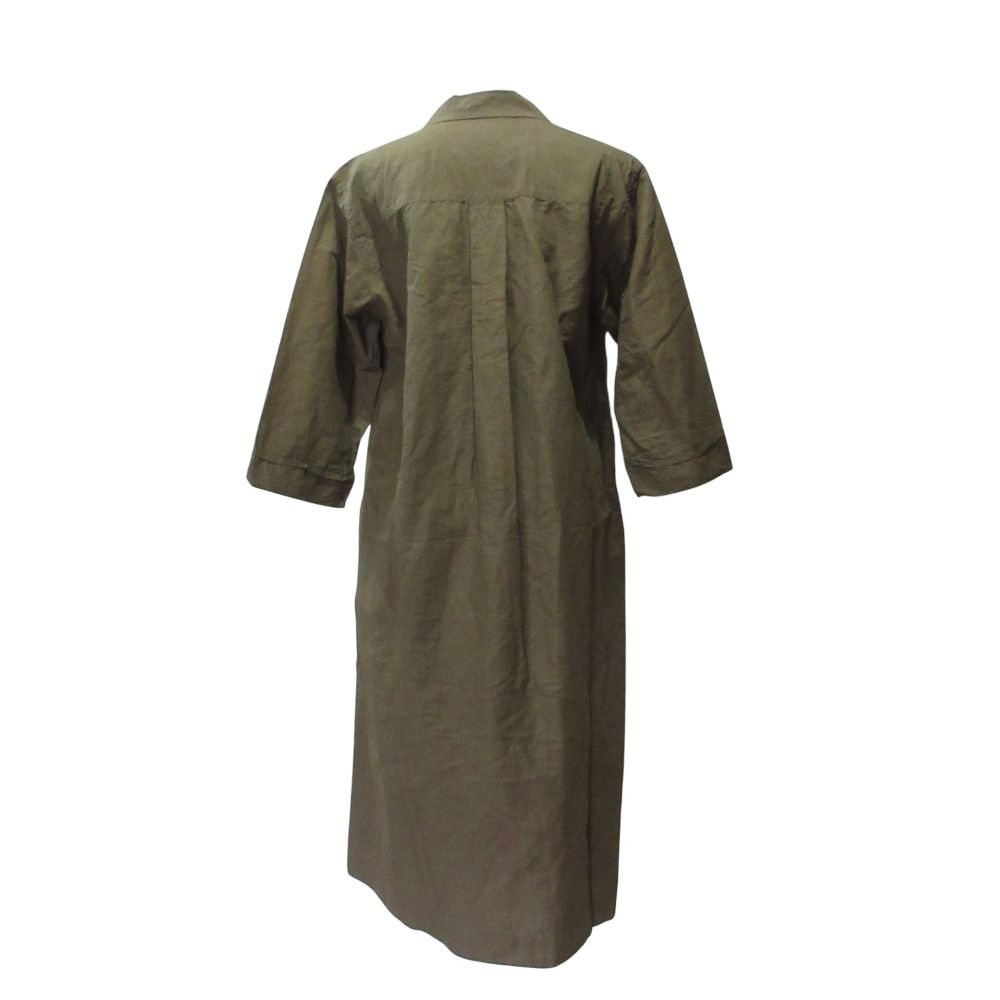 美品 マーガレットハウエル PLAIN LINEN ワンピース 麻100% 深緑 美品 MARGARET HOWELL マーガレットハウエル FINE PLAINWEAVE COTTON