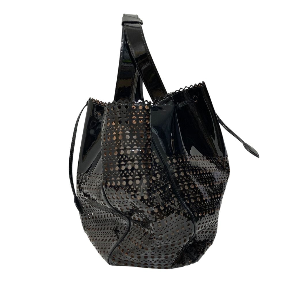 良品 ALAIA アライア カットワーク パテントレザー トートバッグ