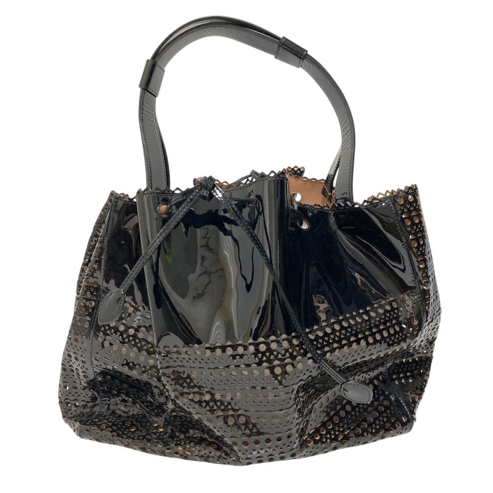 良品 ALAIA アライア カットワーク パテントレザー トートバッグ