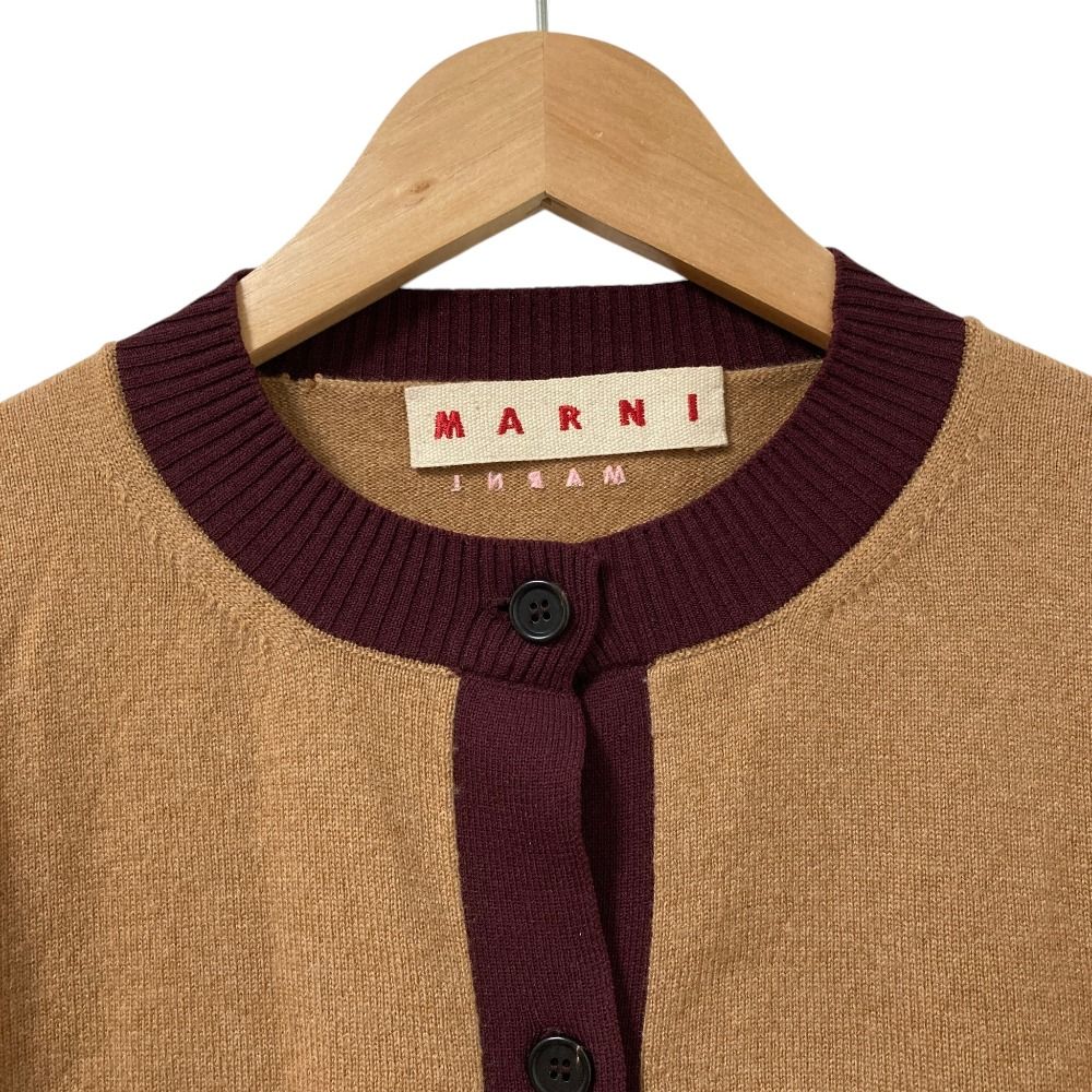 MARNI マルニ バイカラー クルーネック カシミヤ ニットカーディガン