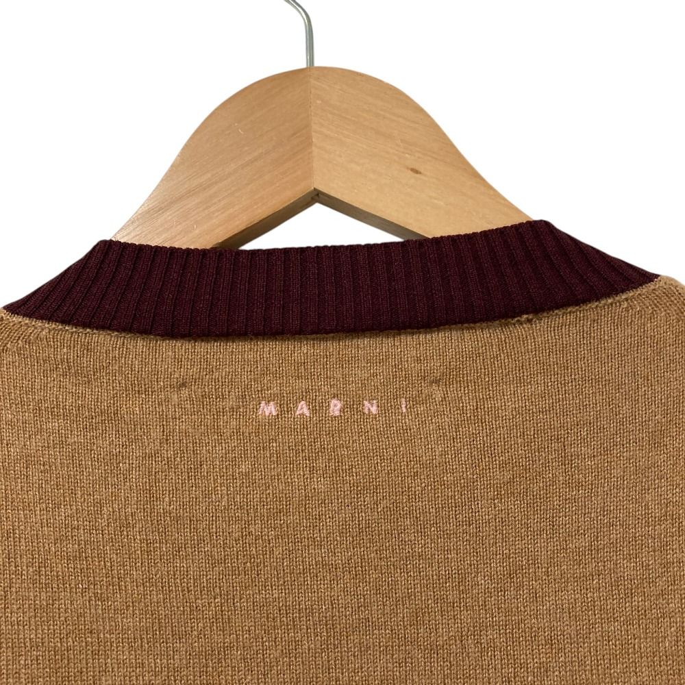 MARNI マルニ バイカラー クルーネック カシミヤ ニットカーディガン