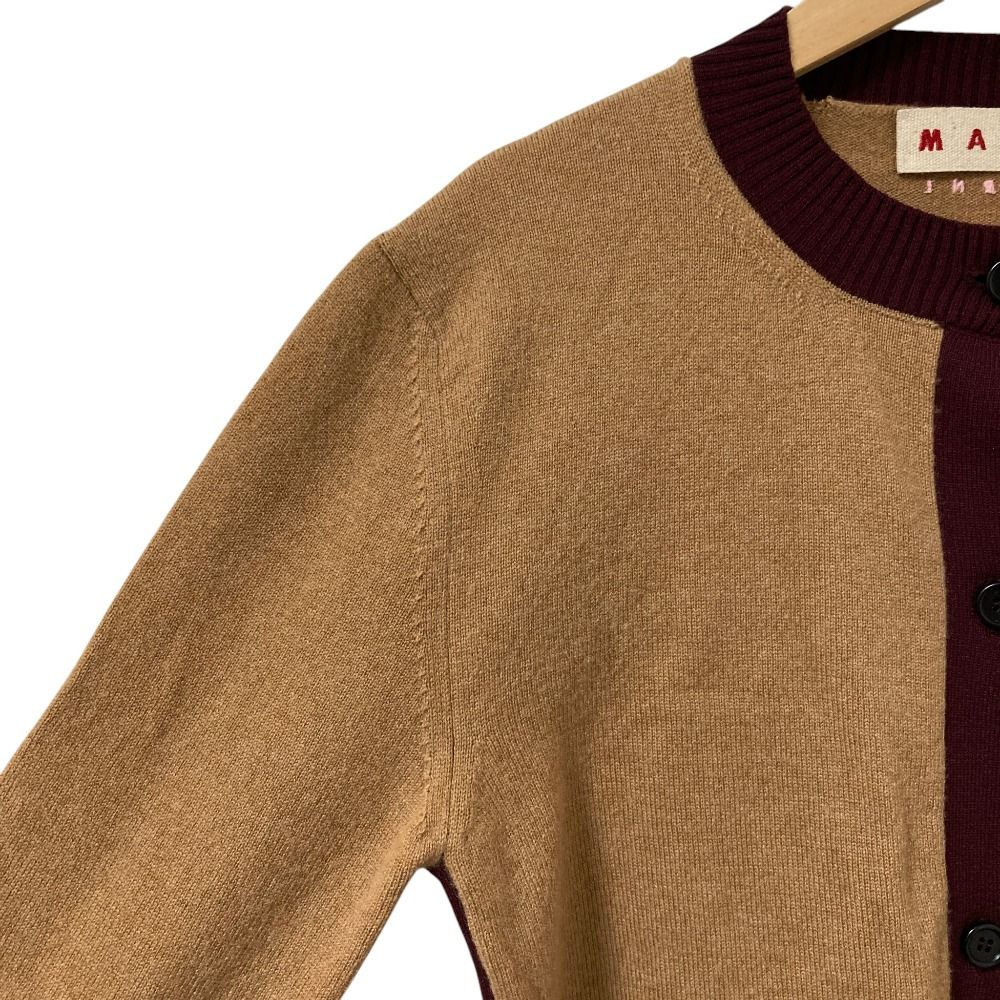 MARNI マルニ バイカラー クルーネック カシミヤ ニットカーディガン