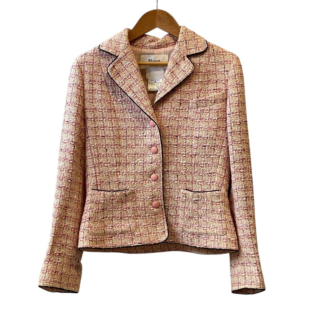 美品 Rene ルネ ツイード テーラードジャケット 36 ピンク レディース