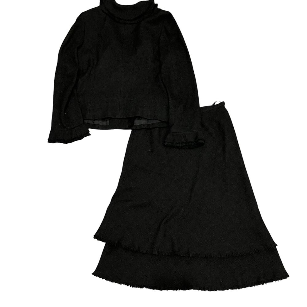 美品 INGEBORG インゲボルグ フリル ツイード ジャケット ミディ