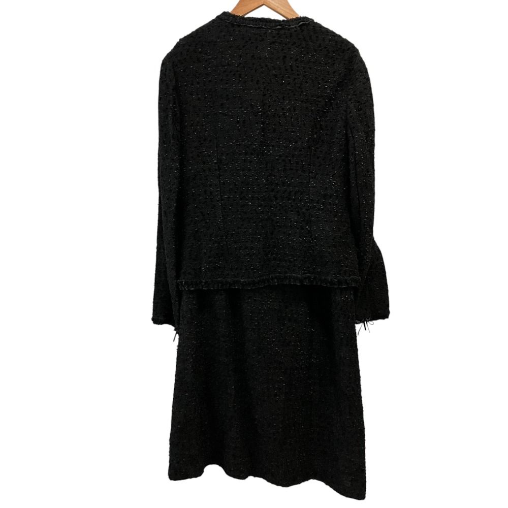 INGEBORG - 美品 INGEBORG インゲボルグ リボン ノーカラー コート ジャケット ブルゾン サイズ11 チャコールグレー レディース 古着 中古 USED 美品 INGEBORG インゲボルグ リボン ツイード ノーカラージャケット
