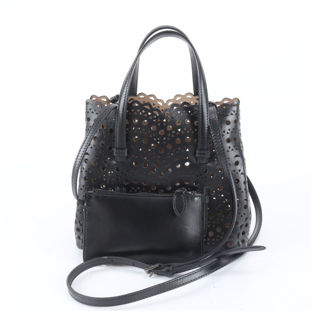 極美品 ALAIA アライア ミナ 20 レザー 2WAY ショルダーバッグ 斜め掛け ハンド トート レディース RRE EK32-3【中古】