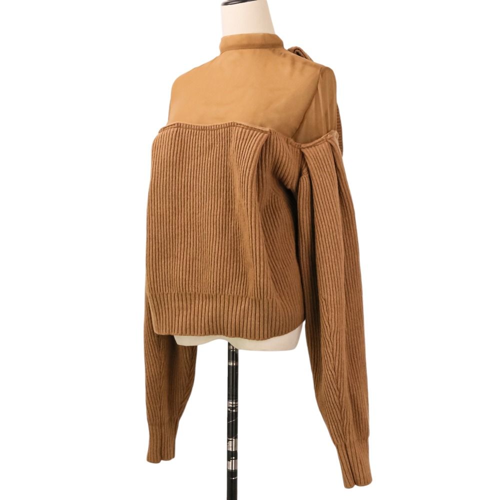 美品 sacai サカイ サンプル品 バックリボン シアー ドッキング ニット