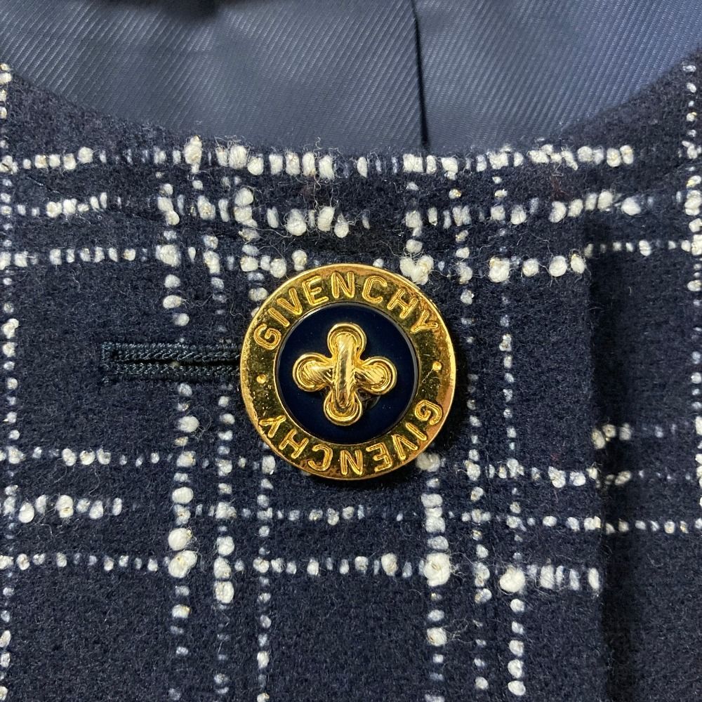 良品 GIVENCHY ジバンシィ ヴィンテージ チェック 金ボタン ジャケット