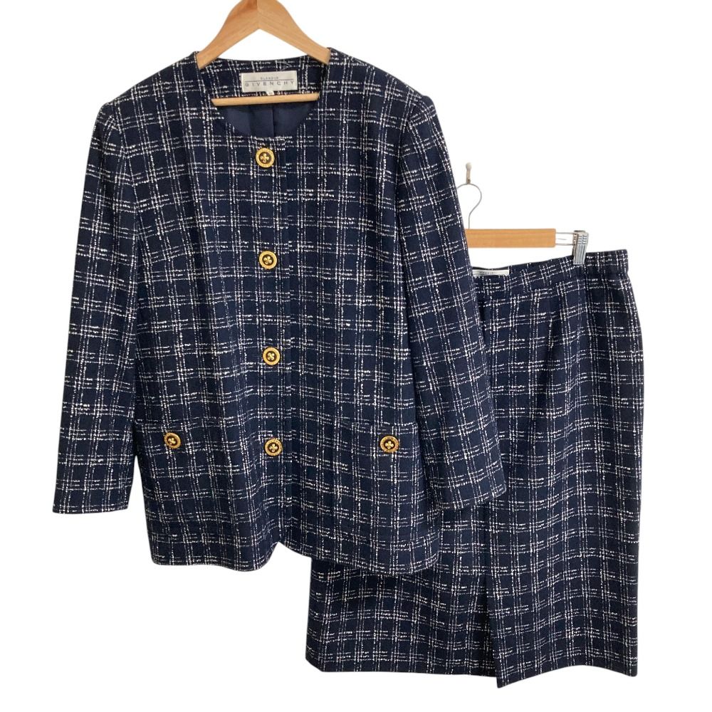 良品 GIVENCHY ジバンシィ ヴィンテージ チェック 金ボタン ジャケット
