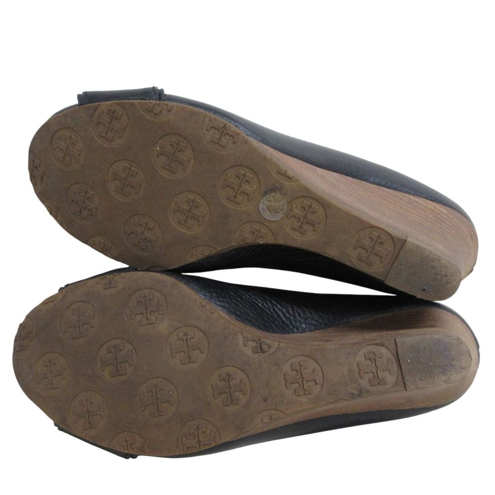 良品 TORY BURCH トリーバーチ ロゴプレート レザー ウェッジヒール