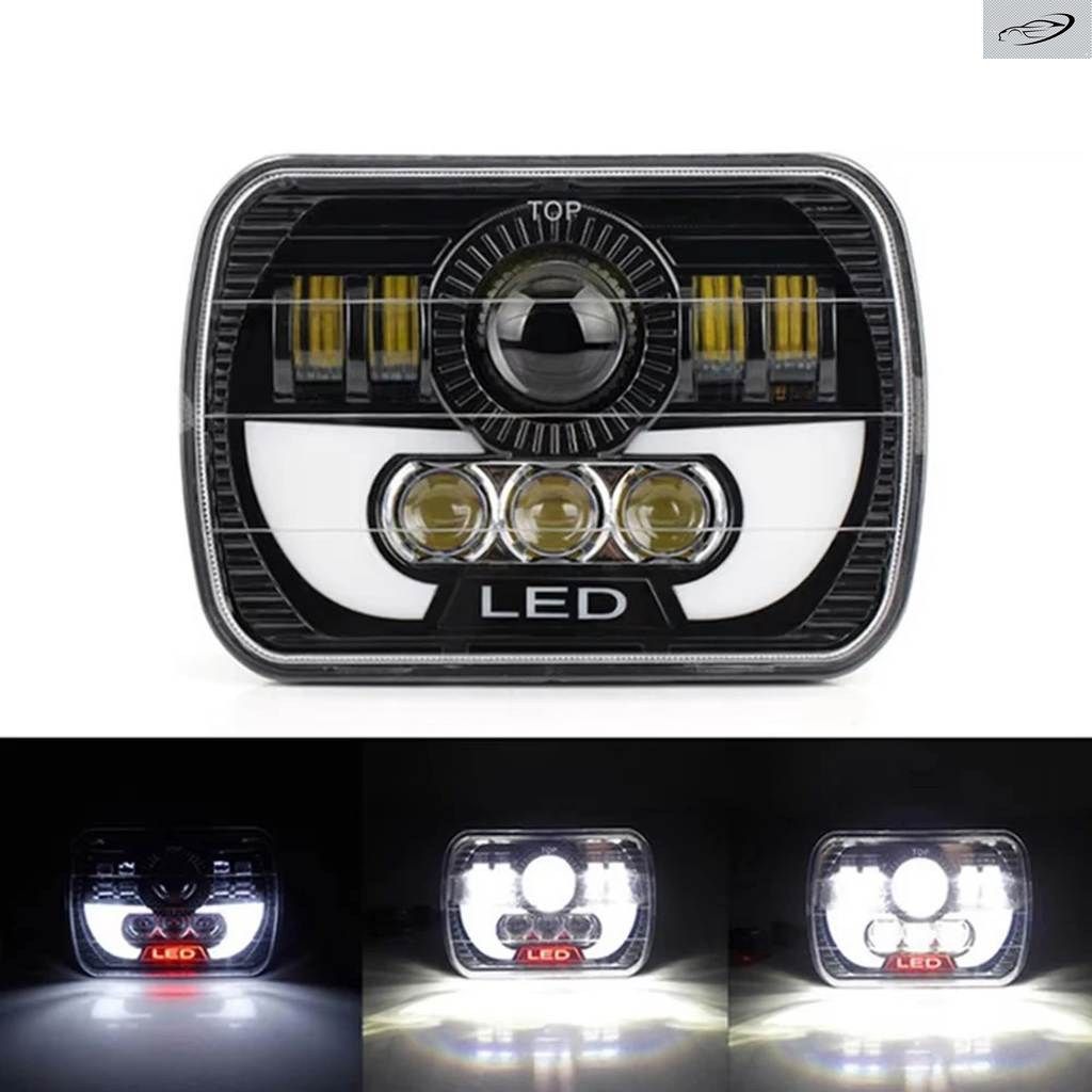 7X6 5X7インチ LED ヘッドライト スクエア ハイ/ロービーム ハロ ジープ チェロキー XJ ラングラー YJ オフロード トラック オートバイ LED