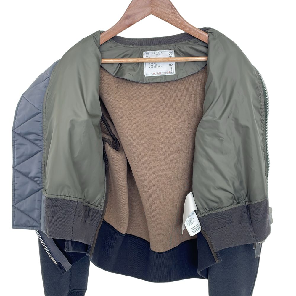 良品 sacai サカイ MA-1ドッキングスウェットブルゾン 22-06293 サイズ