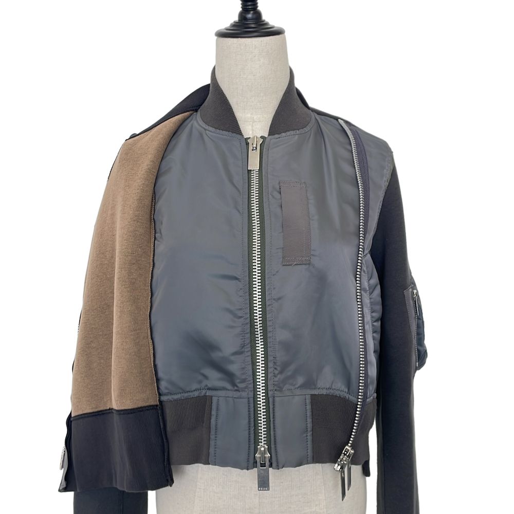 良品 sacai サカイ MA-1ドッキングスウェットブルゾン 22-06293 サイズ