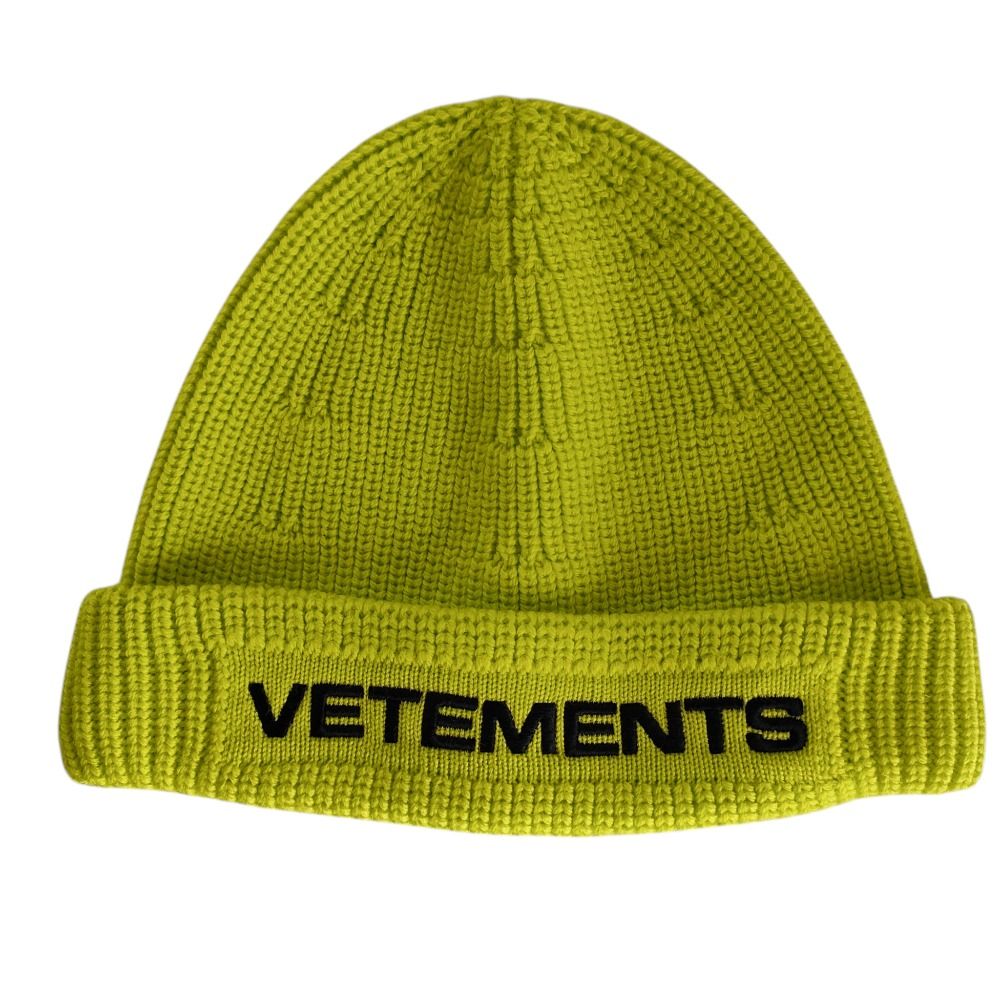 新品同様 VETEMENTS ヴェトモン ロゴエンブロイダリー ウール ニット帽