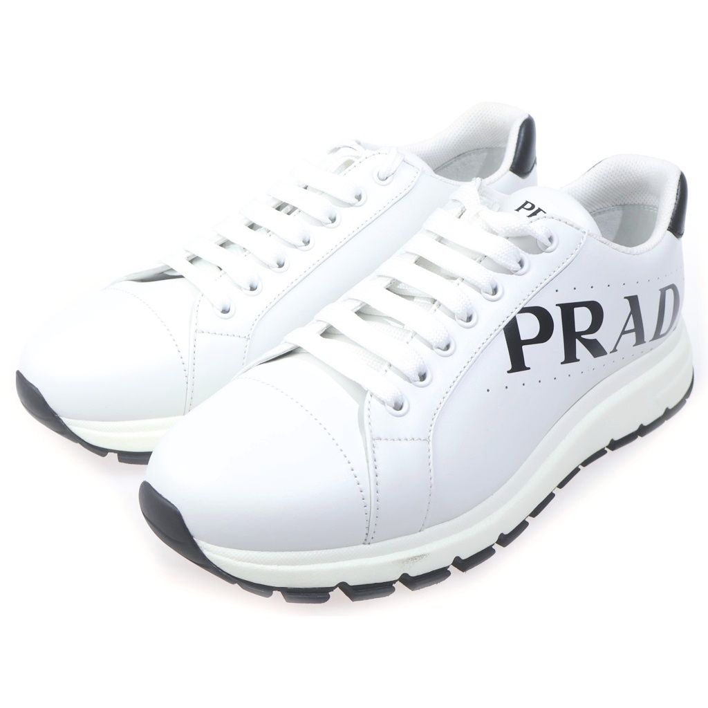 PRADA プラダ ローカット スニーカー ロゴ スニーカー ホワイト/ブラック サイズ8 2EG364 PRADA (プラダ) ローカット スニーカー ロゴ スニーカー ホワイト