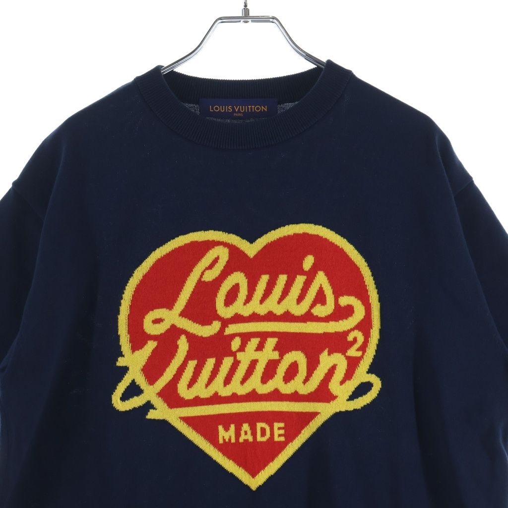 LOUIS VUITTON ルイヴィトン　ロゴクルーネック半袖ニット LOUIS VUITTON (ルイヴィトン) 22SS ×NIGO ニゴー インターシャハート