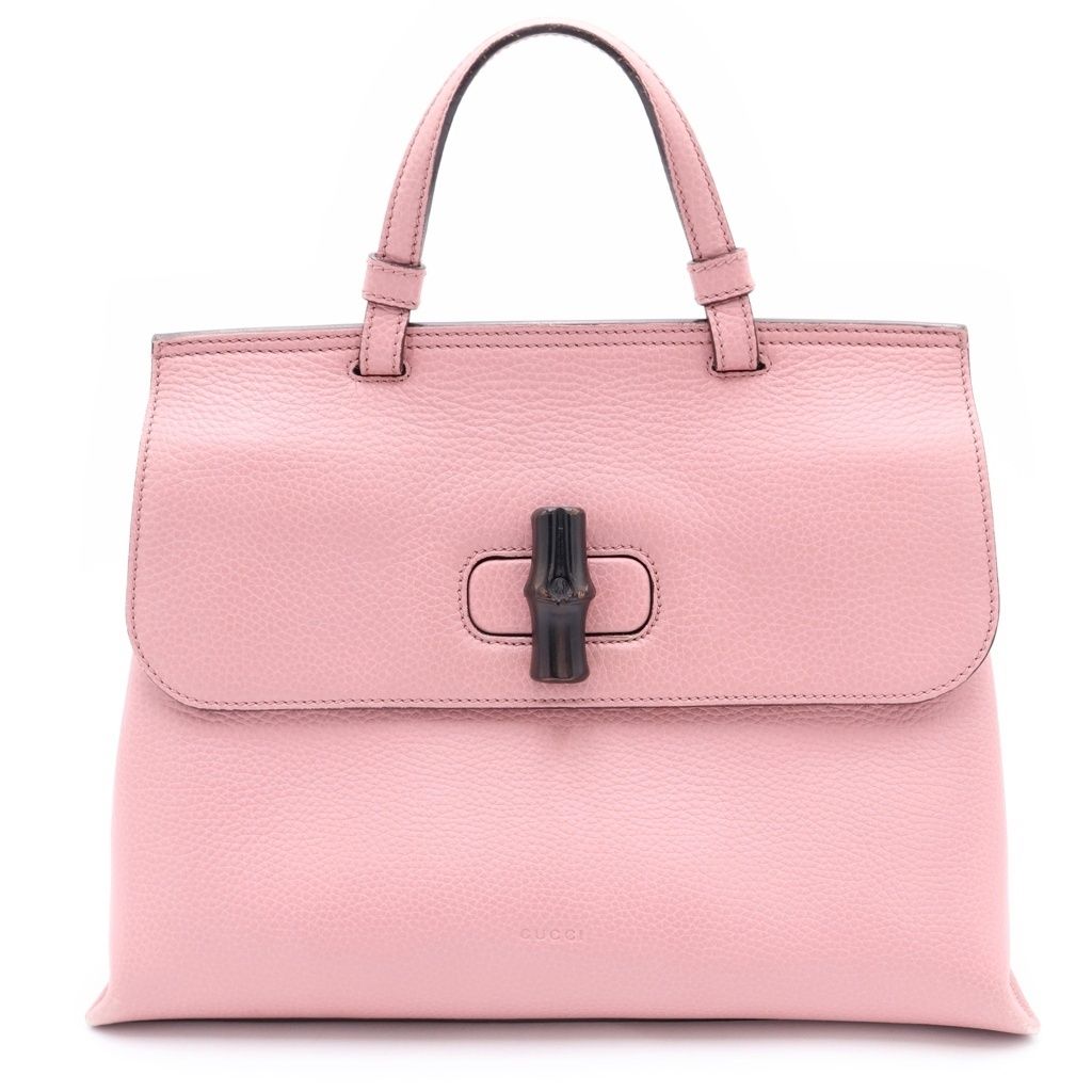 GUCCI (グッチ) バンブー デイリー 2WAYショルダーバッグ ハンドバッグ ピンク レザー 392013 シルバー金具