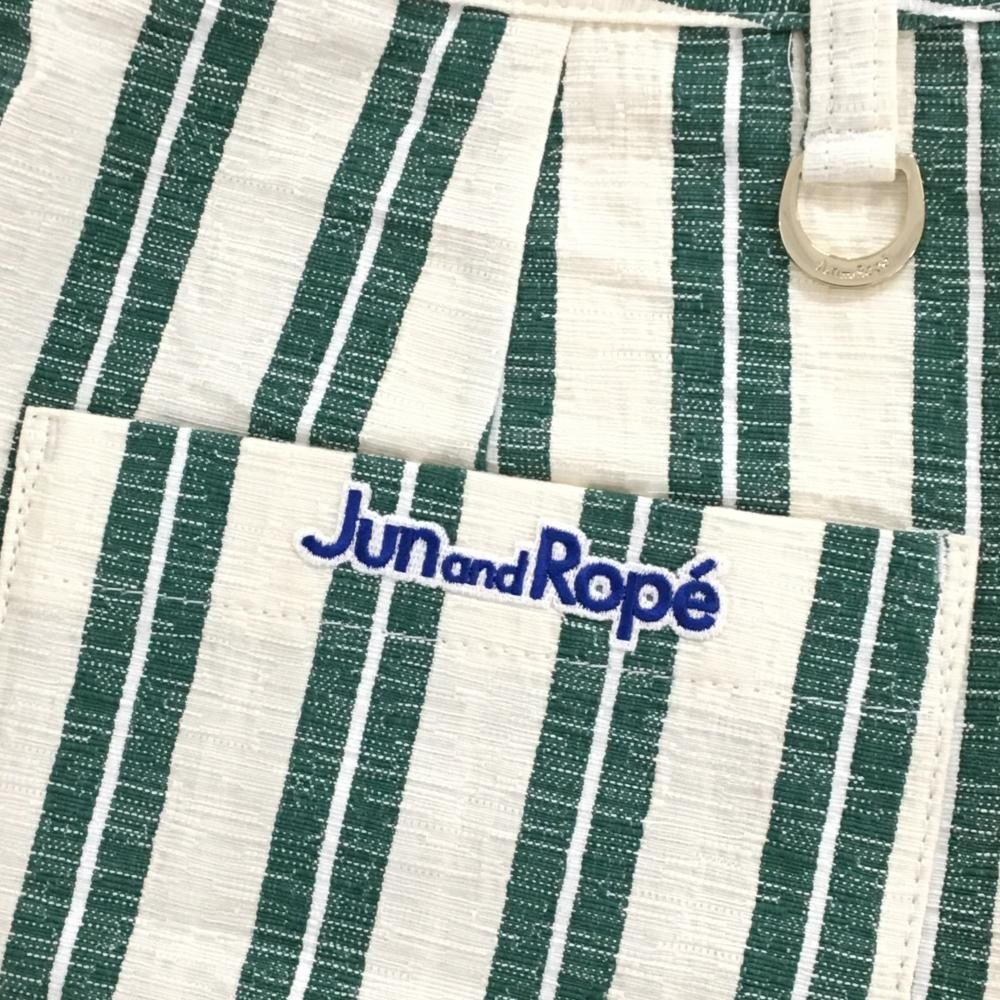 超美品】ジュンアンドロペ スカート 白×グリーン ストライプ