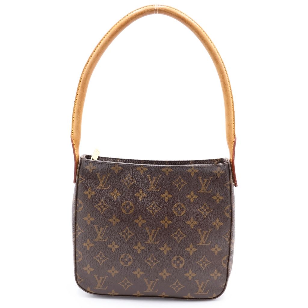 LOUIS VUITTON (ルイヴィトン) モノグラム ルーピングMM ショルダーバッグ ハンドバッグ ブラウン レザー×PVC M51146 ゴールド金具