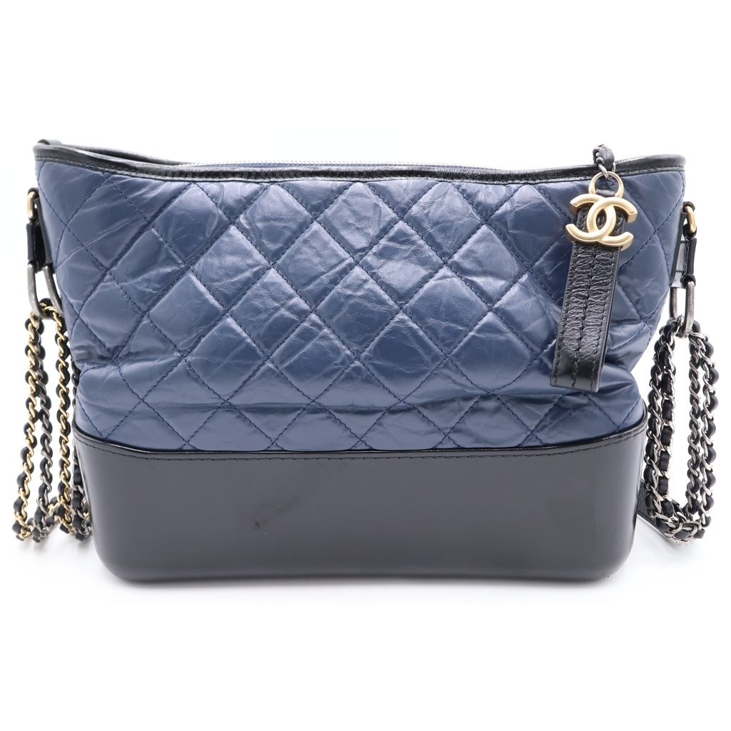 CHANEL (シャネル) ガブリエルドゥ マトラッセ チェーンショルダーバッグ ネイビー/ブラック A93824