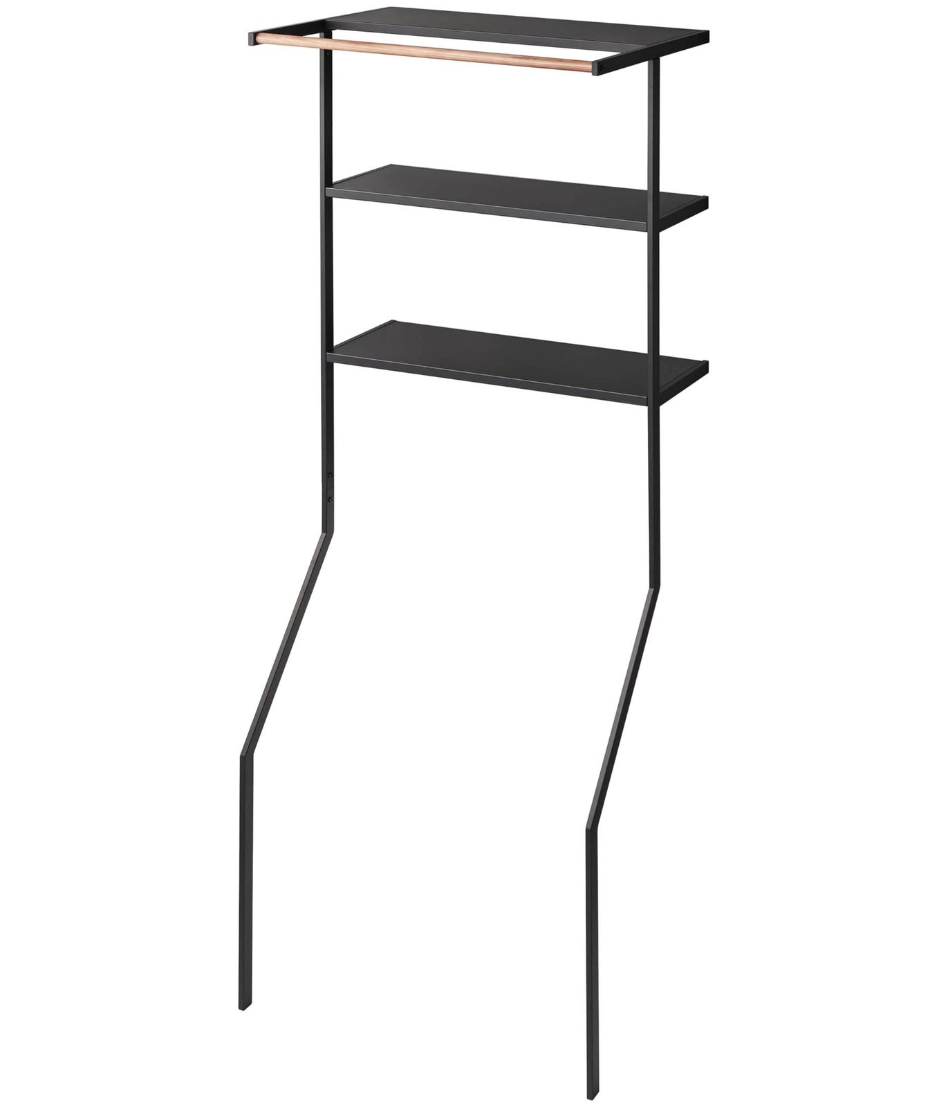 山崎実業(Yamazaki) 立て掛け ランドリーシェルフ ブラック 約W75×D48×H190cm タワー tower ランドリーラック ハンガーバー付き 2483