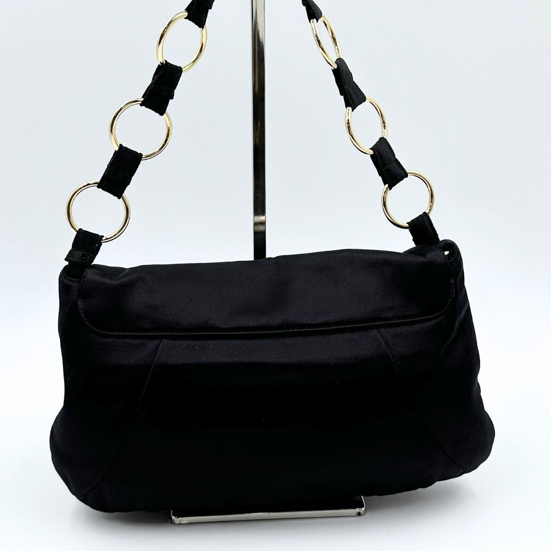 美品】Yves Saint Laurent サテン フリル チェーン ワンショルダー