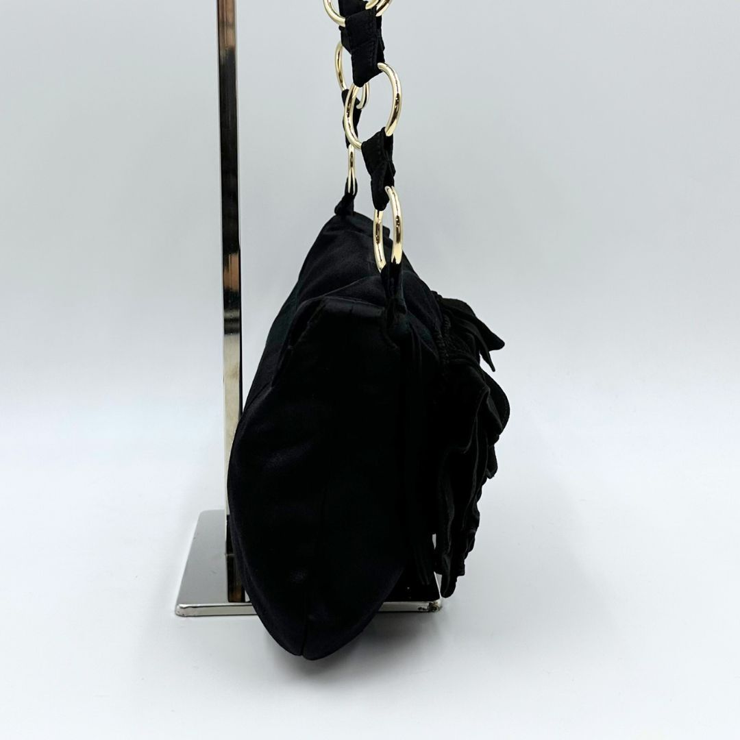 美品】Yves Saint Laurent サテン フリル チェーン ワンショルダー