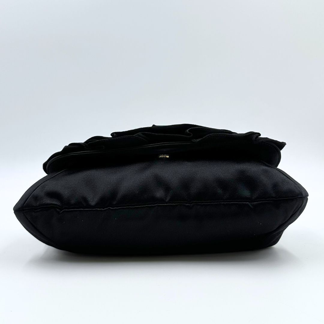 美品】Yves Saint Laurent サテン フリル チェーン ワンショルダー