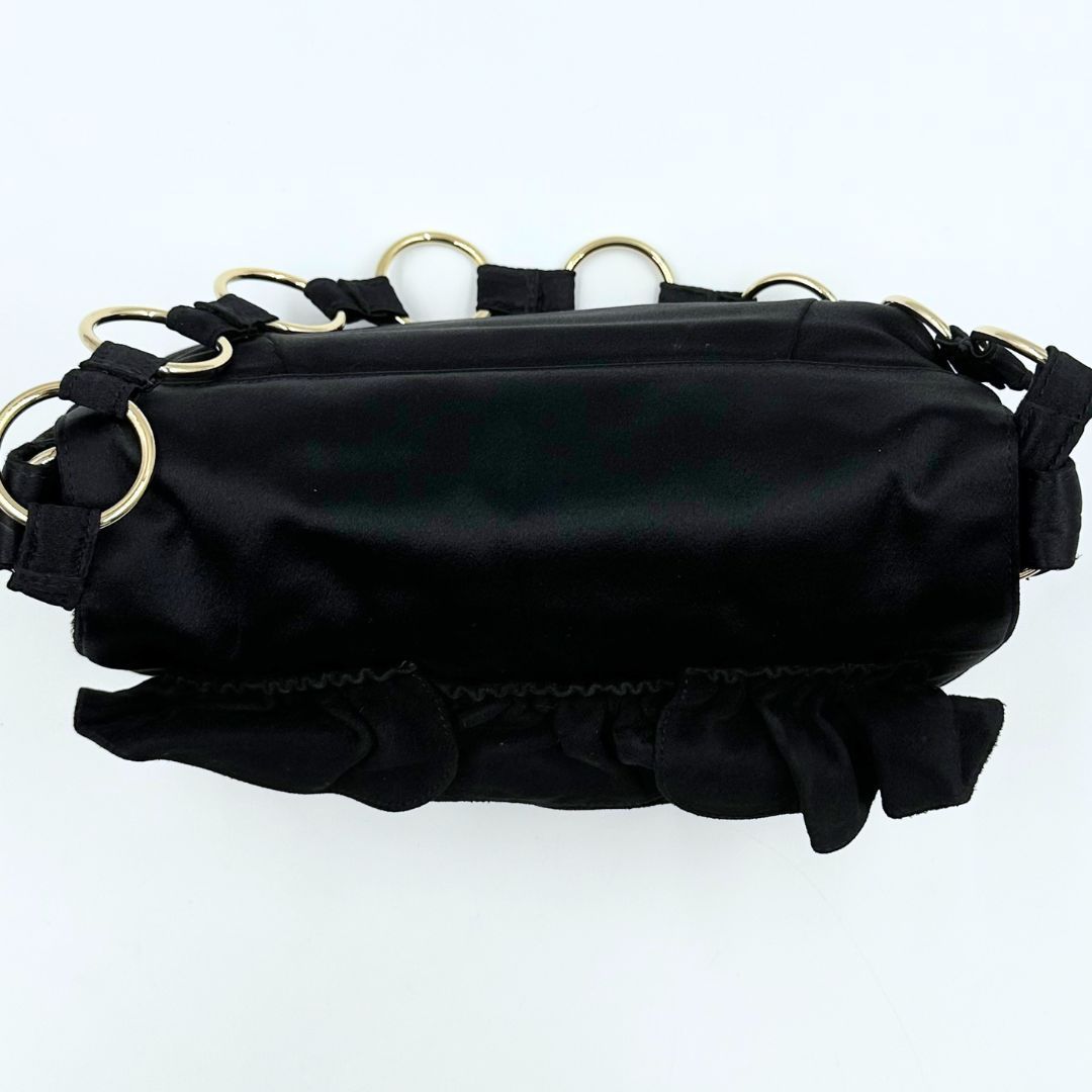 美品】Yves Saint Laurent サテン フリル チェーン ワンショルダー