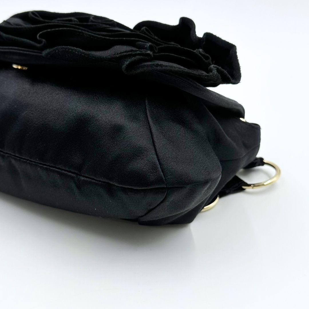 美品】Yves Saint Laurent サテン フリル チェーン ワンショルダー