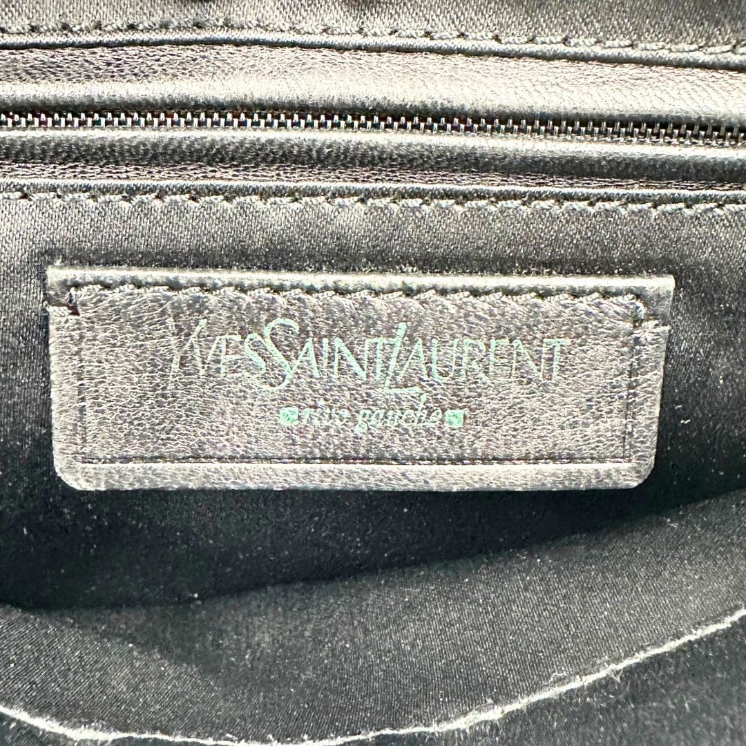 美品】Yves Saint Laurent サテン フリル チェーン ワンショルダー