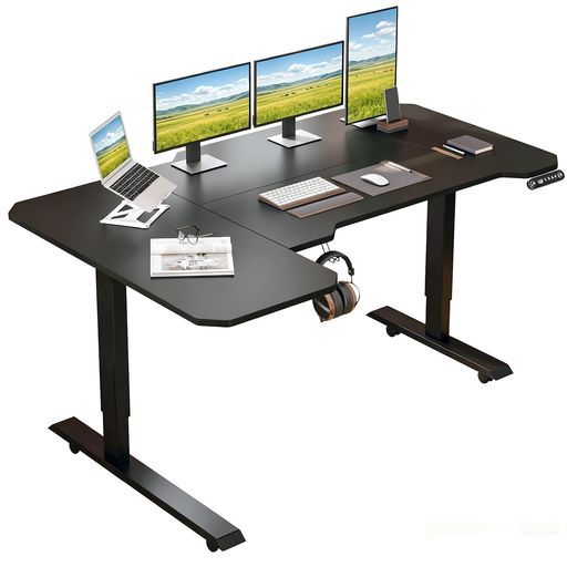 昇降デスク L字 スタンディングデスク Radlove 電動昇降式パソコンデスク 幅150cm*奥行100cm ゲーミングデスク 机 コーナー 高さ